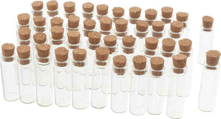 VBS XXL Mini Gläschen mit Korken, 42 Stück, Ø 1 cm, H 3,8 cm, ca. 1 ml