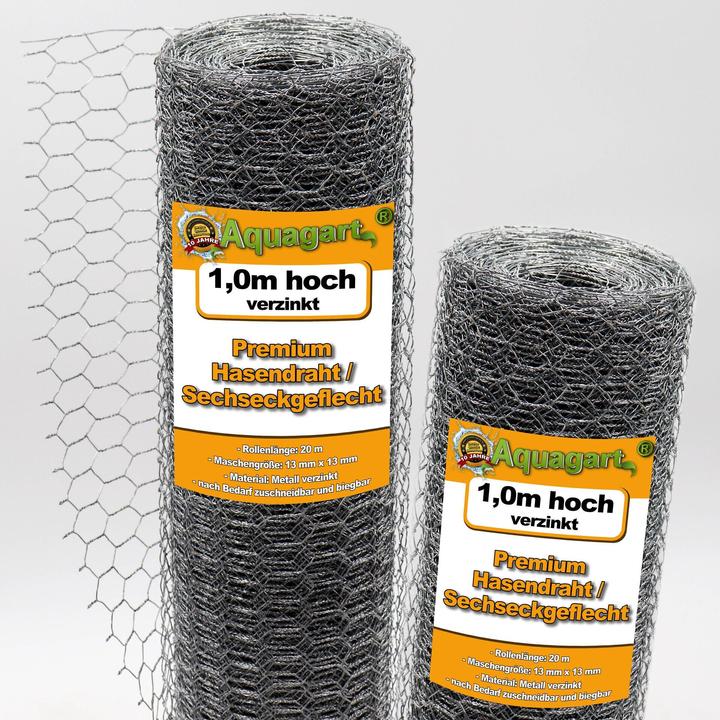 Image du produit Aquagart 200m Sechseckgeflecht Hühnerzaun Kaninchendraht Hasengitter Hasendraht 100cm