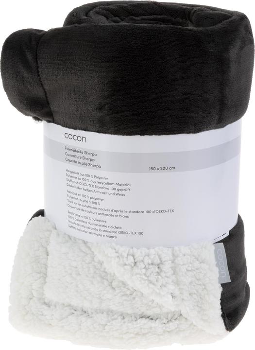 Image du produit Cocon Couverture Fleece Sherpa 150 x 200 cm, anthracite-blanc (150 x 200 cm)