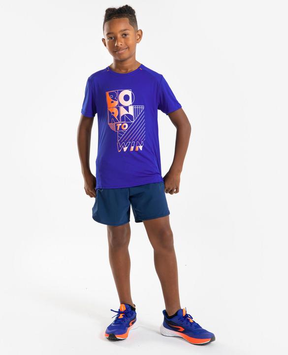 Immagine prodotto Kiprun Laufshirt kurzarm Kinder atmungsaktiv - 500 Dry+ blau/rot (140)