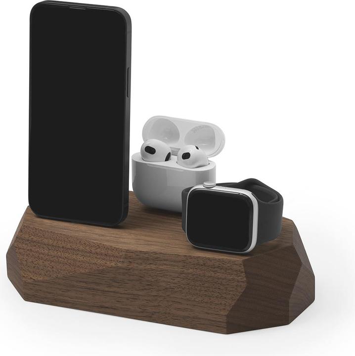 Image du produit Oakywood Triple Dock pour iPhone - Walnoot - Oplader Telefoon - Aripods - Apple Watch