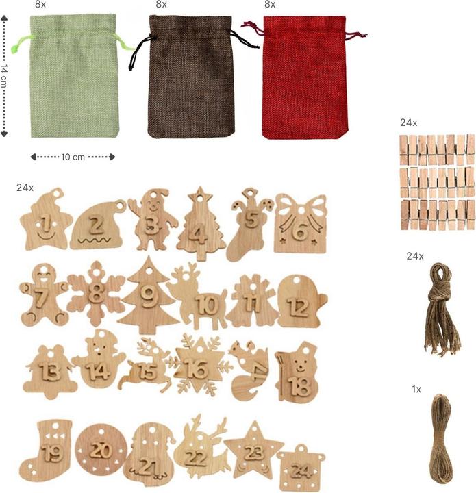 Produktbild Hermex Weihnachtskalender zum Befüllen Do-It-Yourself-Adventskalender Jutebeutel