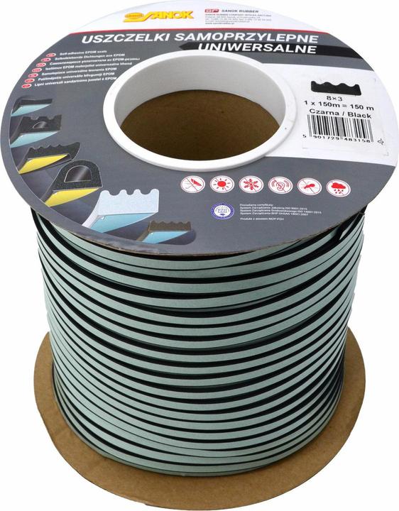 Image du produit Stomil Sanok USZCZELKA DGP 8x3 CZARNA E 150mb (23 mm)
