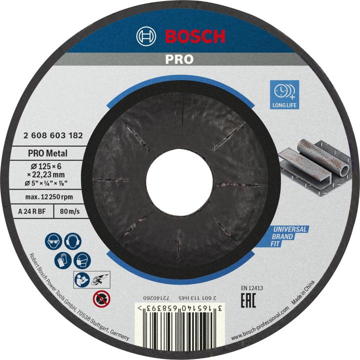 Bosch Professional Zubehör PRO Metal grinding disc, 125 x 6 x 22.23 mm