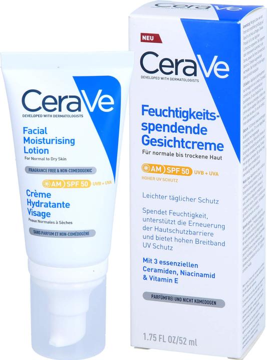 Actual product image CeraVe Moisturizing Facial Lotion (52 ml, 24h cream, SPF 50)