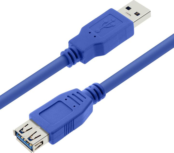 Produktbild LinQ USB 3.0 männlich/ USB 3.0 weiblich Verlängerungskabel, 3m, by – Blau (0.30 m, USB 3.0)