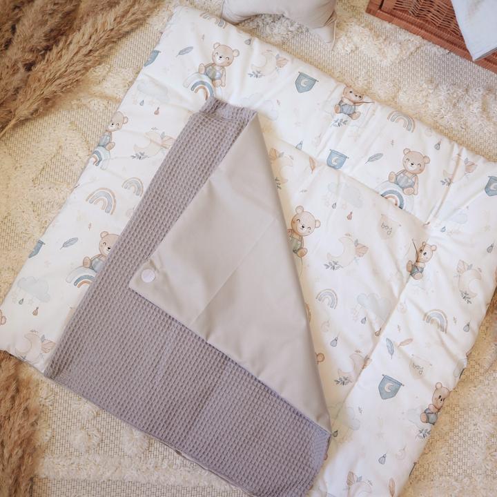 Actual product image Baby-Nest Changing mat Waffle Including removable waterproof pad |Teddy Bears (80 x 75 cm)