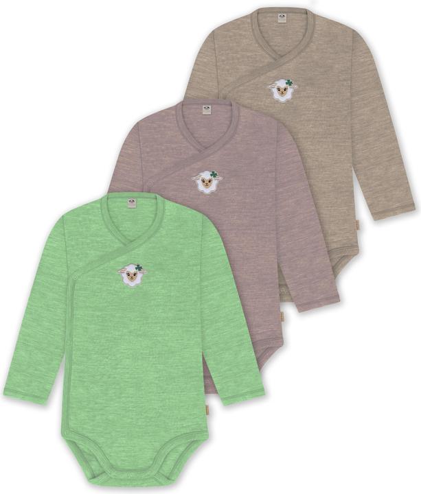 Produktbild Normani 3er Set Baby-Body Wickelbody Langarm Toddler-Bodysuit aus Merinowolle - 9357 (86)