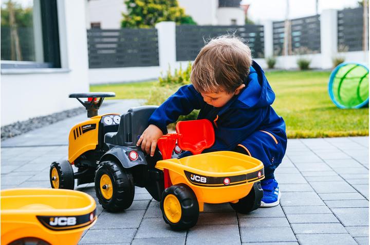 Actual product image Falk Toys JCB Orange tractor with trailer