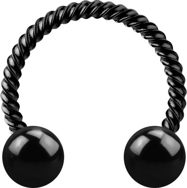 Actual product image Star Piercing Micro Circular Barbell black braided with two balls (without brass, Surgical steel 316L)