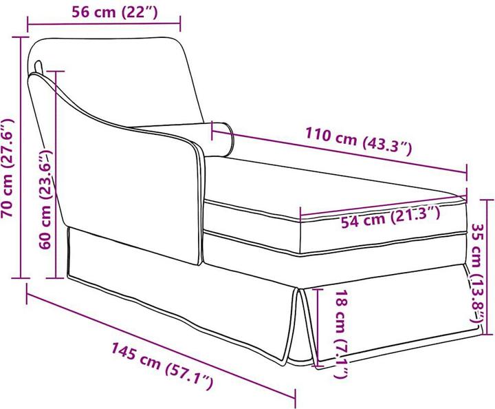 Immagine prodotto VidaXL Chaise longue con bolster e bracciolo destro in velluto crema