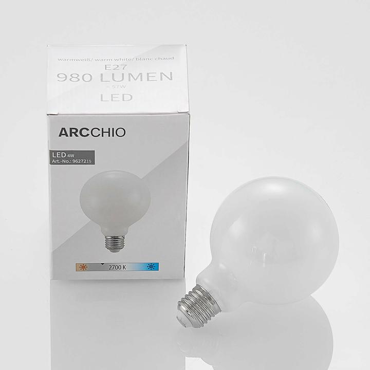 Actual product image Arcchio LED lamp E27 8W 2,700K G95 Globe, dimmable, opal (E27, 8 W, 980 lm, 1 x, E)