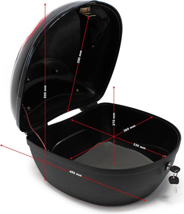 Immagine prodotto Wiltec Top Case Moto 22L Noir mat Coffret Valise Boîte Transport Porte-bagage Espace rangement Deux-roues B (22 l)