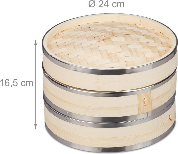 Actual product image Relaxdays Bamboo steam cooker (24 cm, Plant materials)