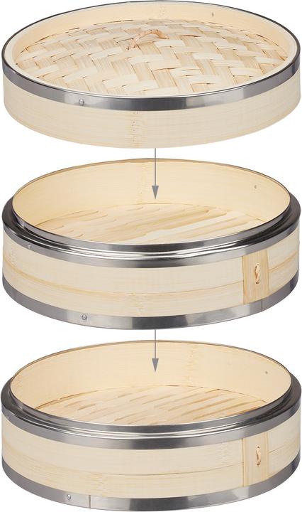 Actual product image Relaxdays Bamboo steam cooker (24 cm, Plant materials)