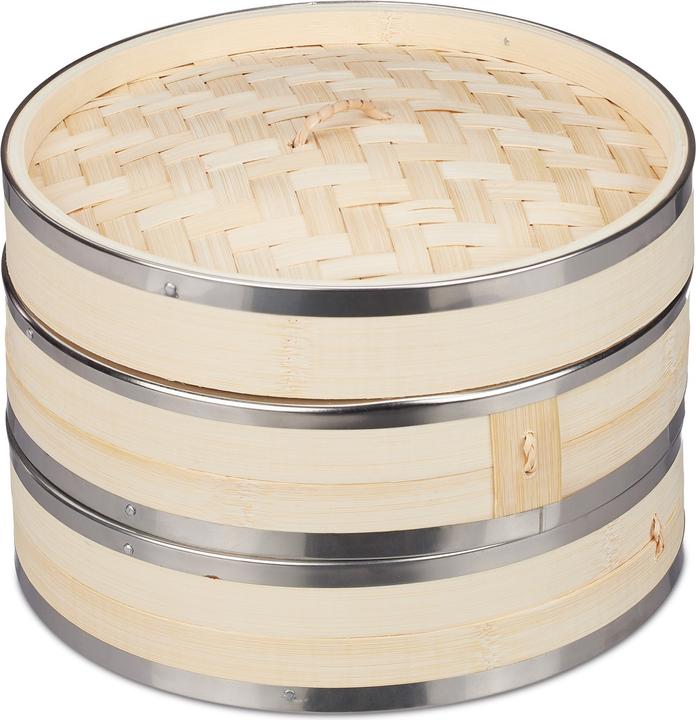 Actual product image Relaxdays Bamboo steam cooker (24 cm, Plant materials)