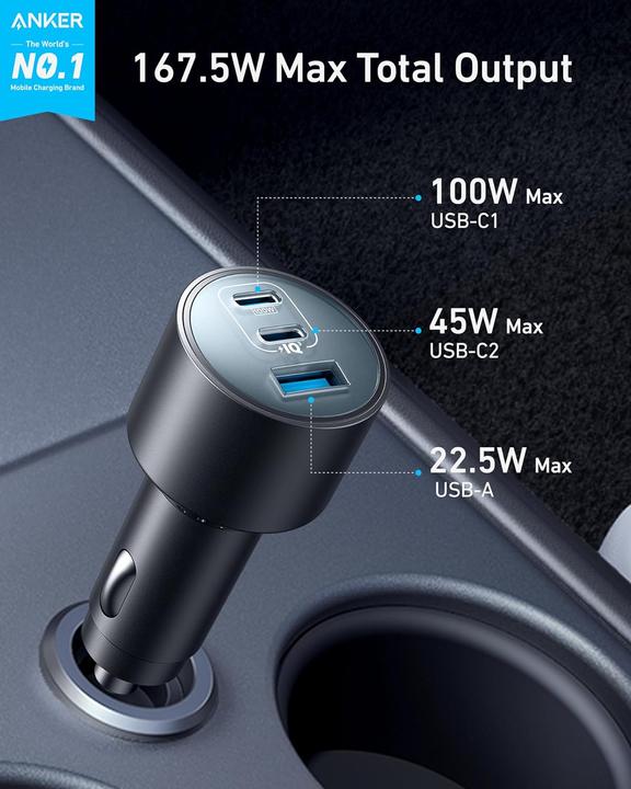 Immagine prodotto Anker CARICABATTERIE DA AUTO (167,5W, 3 PORTE) CON