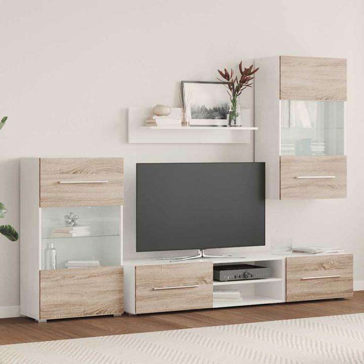 Actual product image VidaXL 5-tlg. Wohnwand mit LED-Beleuchtung Sonoma-Eiche Holzwerkstoff TV-Möbel
