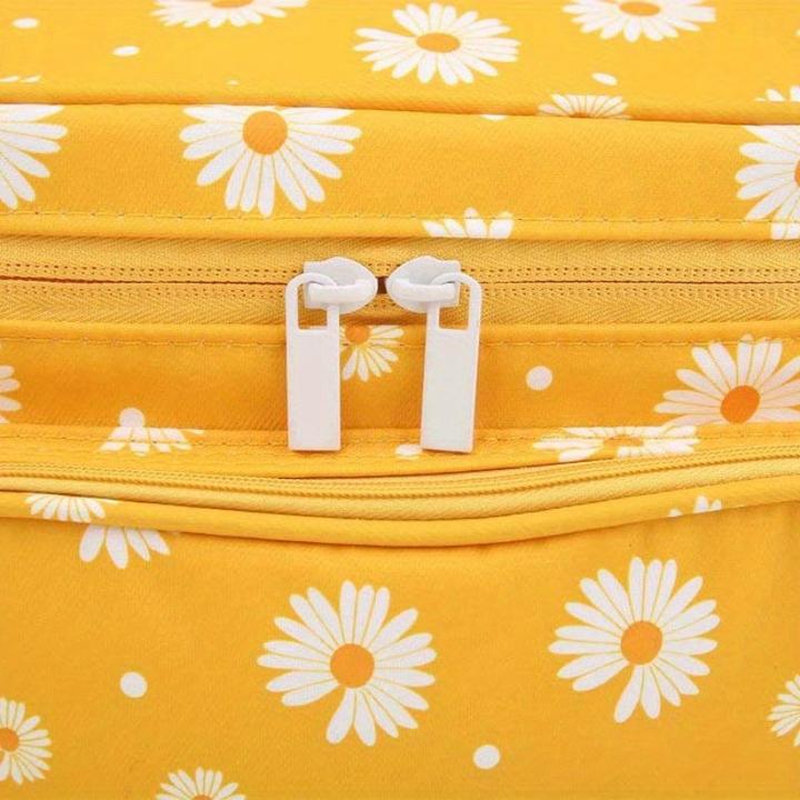 Actual product image Only-Bags.Store Daisy print make-up bag large cosmetic bag with brush holder travel make-up bag