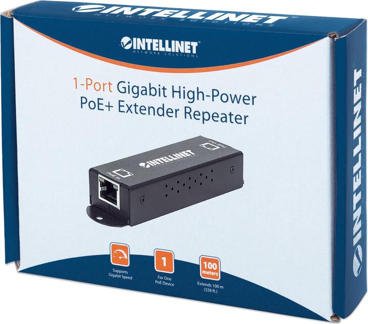 Produktbild Intellinet 1-Port Gigabit High-Power PoE/PoE+ Extender Repeater, IEEE 802.3at/af, Metal (2 Ports)