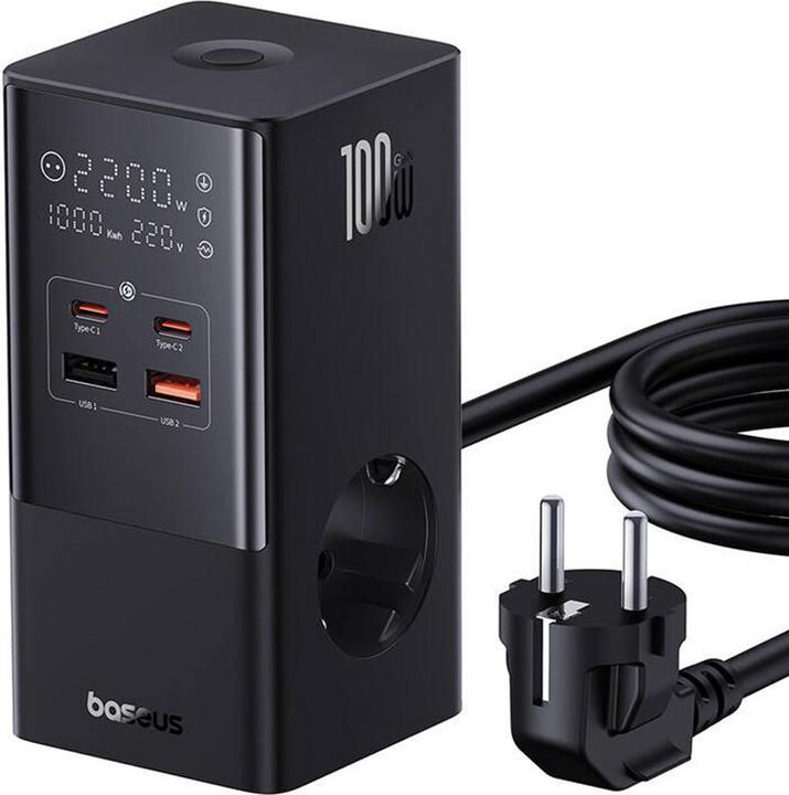 Baseus Nástěnná nabíječka / napájecí pásek PowerCombo 100W (černý) (100 W)