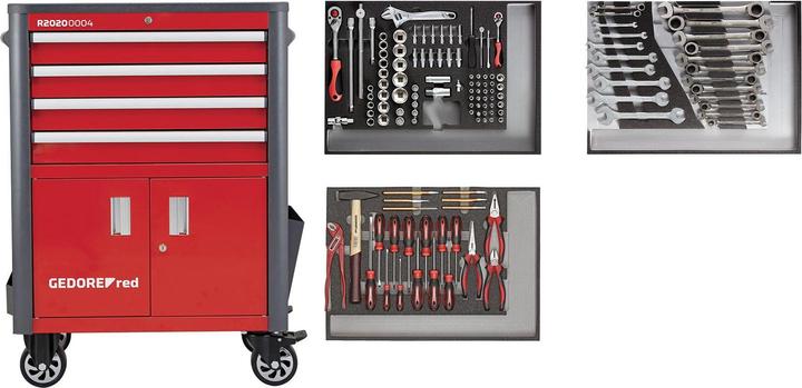 Gedore red R22041004 Tool set in tool trolley WINGMAN red 129 pieces (129 x)