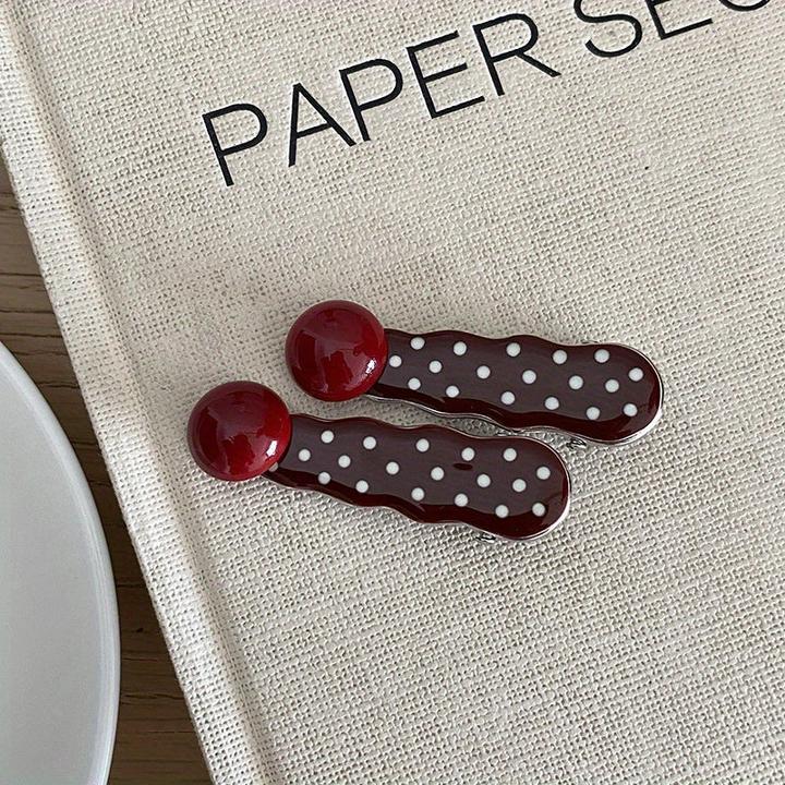 Actual product image Activity Board Red and white dotted vintage-style hair clips - set of 2 (2 pcs.)