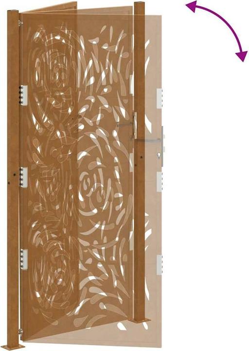 Actual product image VidaXL Garden gate 105x205 cm Weatherproof steel flame design fence gate