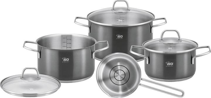Actual product image ELO Pot set Twice Select 4 pcs. (Pan set + pot set, Stainless steel)