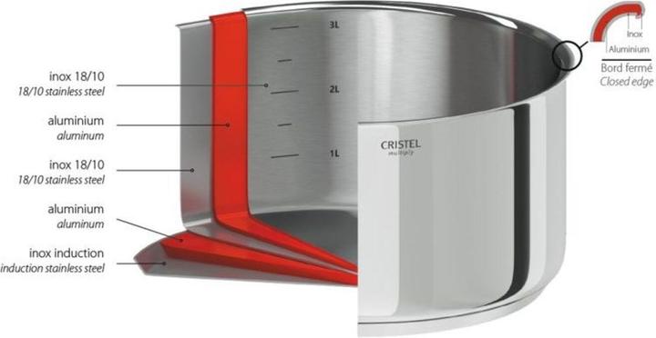 Actual product image Cristel Casteline casserole Ø18cm (18 cm, Pot, Stainless steel)
