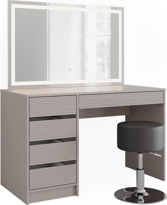 Cashmere, Stool: Black, LED mirror: White, Dressing table: Cashmere