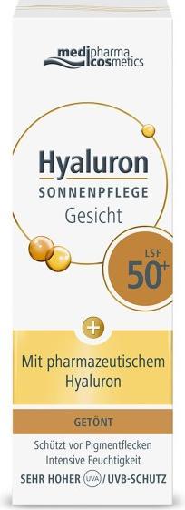 Actual product image Medipharma cosmetics Hyaluron Sun Care Face tinted SPF 50+, 50 ml Cream (Sun cream face, SPF 50+, 50 ml)