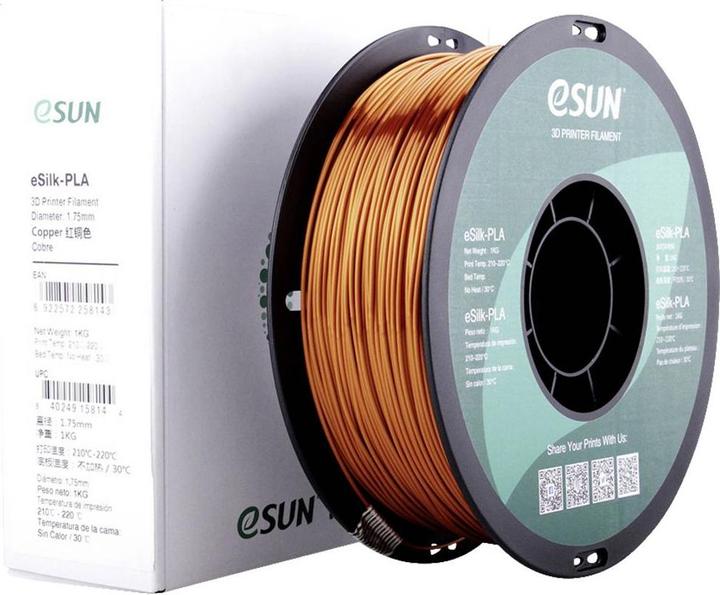 Produktbild eSUN eSilk-PLA Copper Filament PLA 1.75 mm 1 kg Kupfer (metallic) (PLA, 1.75 mm, 1000 g, Kupfer)
