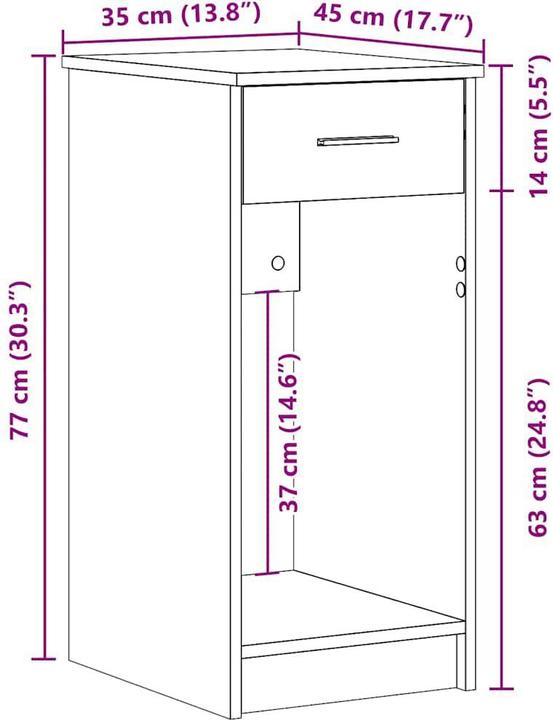 Productafbeelding VidaXL Computerkast met lade beton grijs 35x45x77 cm PC-kast (35 x 45 x 77 cm)