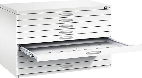 Produktbild C+P Zeichnungsschrank, DIN A1, 10 Schubladen, Höhe 760 mm, verkehrsweiss