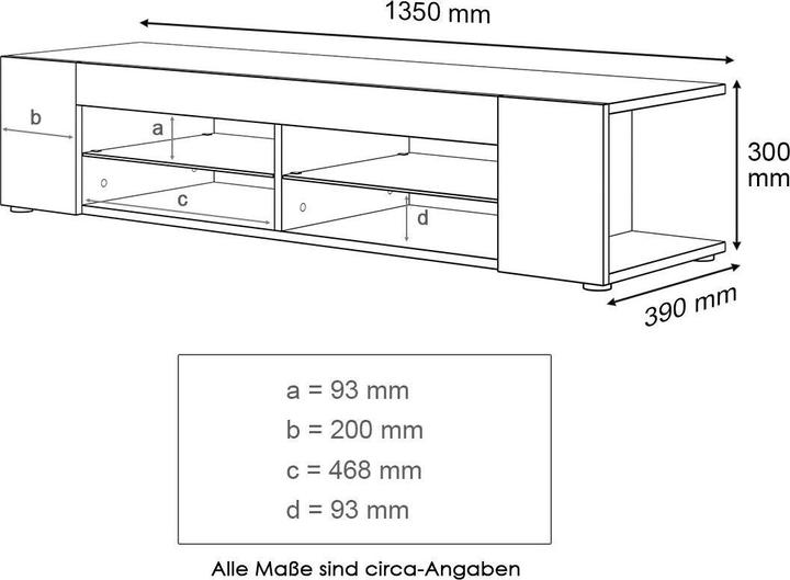 Immagine prodotto SONNI Pannello basso per TV, mobile per TV, tavolo per TV 135x39x30cm mobile bianco lucido con (135 x 39 x 30 cm)
