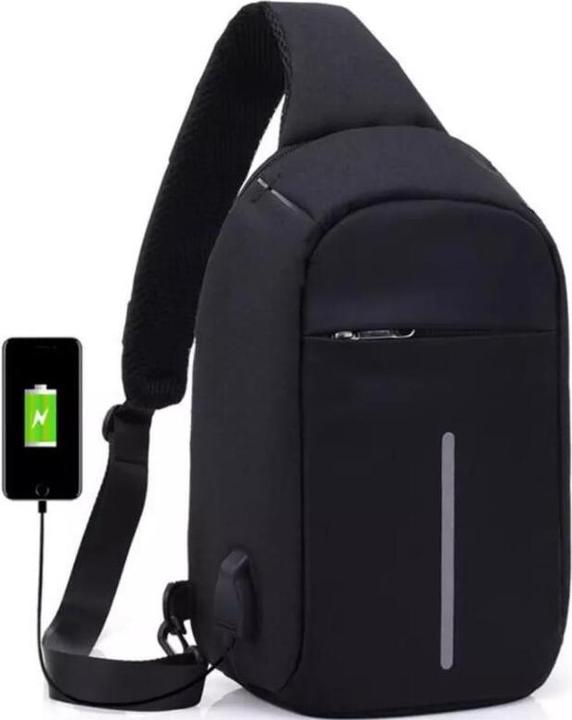 JTI Diebstahlsichere Umhängetasche/Schultertasche mit USB-Anschluss - Schwarz