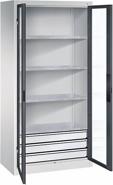 Image du produit C+P Armoire vitrée à portes battantes, avec 2 tablettes, h x l x p 1016 x 500 x 500 (93 cm, 195 cm)