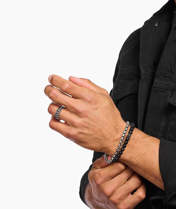 Produktbild Thomas Sabo Ring Kettenglieder schwarze Steine breit Silber (54, 925 Silber)