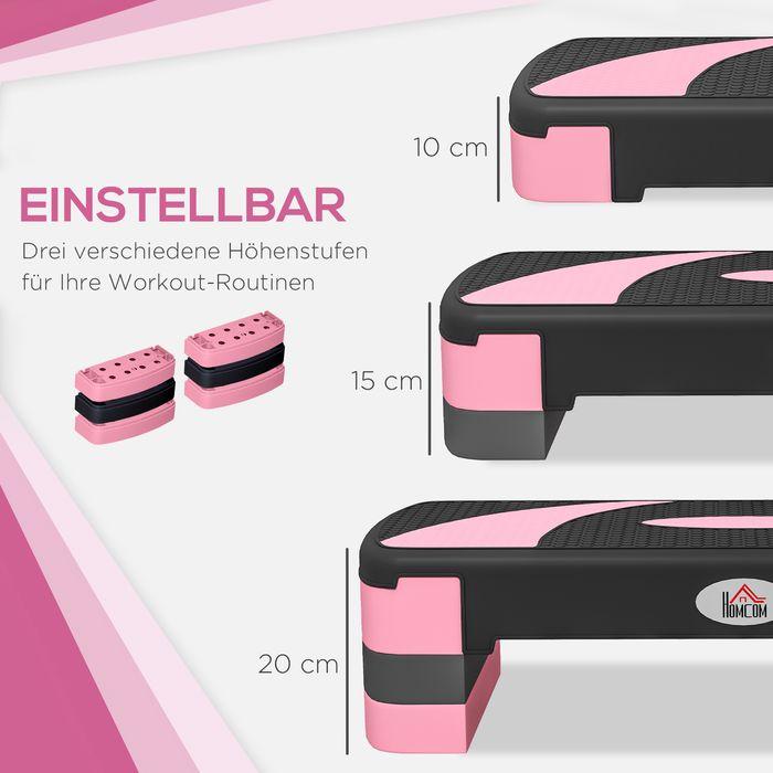 Actual product image Swisshandel24 Aerobic stepper, height-adjustable, 80x31x10/15/20cm, up to 150 kg, black/pink/grey