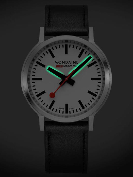 Produktbild Mondaine MST.4101B.LBV Stop2go Horloge - Stationsklok - Saffierglas - Staal/Kunstleer - Zilver/Zwart - 41 mm (41 mm)