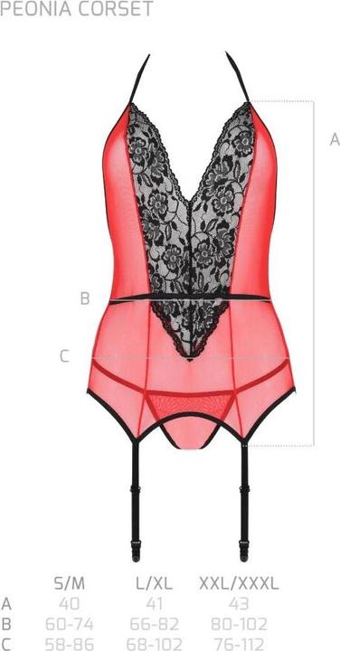 Actual product image Passion Peonia Corset Erotic Line Rojo L/Xl (XL)