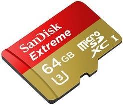 Produktbild SanDisk Extreme microSDXC mit Adapter (64 GB, microSDXC, U3, UHS-I)