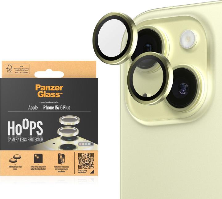 Immagine prodotto PanzerGlass Protezione dell'obiettivo della fotocamera Hoops (1 Pezzo/i, Apple iPhone 15 Plus, Apple iPhone 15)