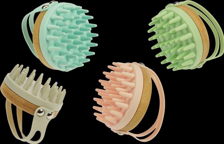 Immagine prodotto Spazzola per massaggi, bambù e silicone, 4 colori assortiti 84 x 78 x 80 mm