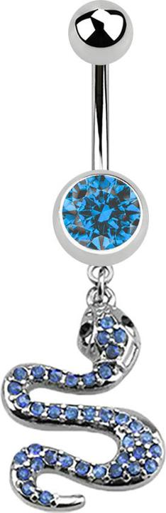 Produktbild Star Piercing Banane silber mit Anhänger Schlange hellblau (Chirurgenstahl 316L, ohne Messing)