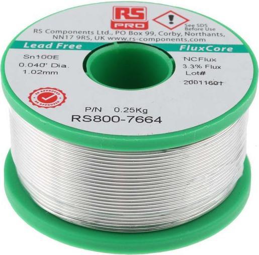 Immagine prodotto Rs Pro Lower cost Lead free solder, 1.0mm, 250g