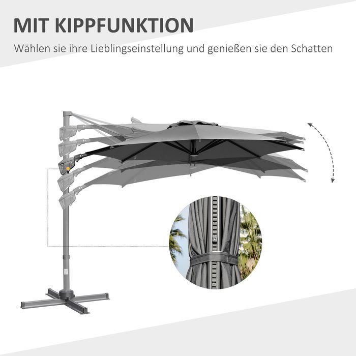 Produktbild Swisshandel24 Ø298 cm Kurbelschirm Ampelschirm mit Kurbelvorrichtung Alu Roma Schirm Neigungswinkel verstellbar Du (2.98 m)