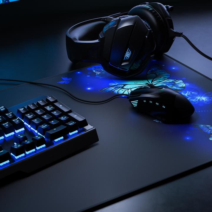 Produktbild CSL Gaming Mauspad, XXL, 900 x 400 x 3 mm, Mausmatte, extralarge, waschbar, Schmetterlinge (XXL)