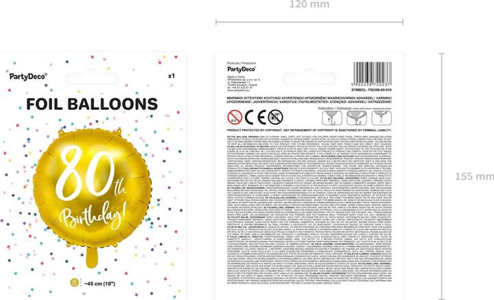 Produktbild Partydeco Luftballon 80 Jahre - 45cm (1 x)
